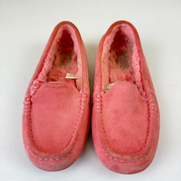 UGG Ansley Suede Moccasin Slipper Loafers Pink Blossom - Picture 2 of 11